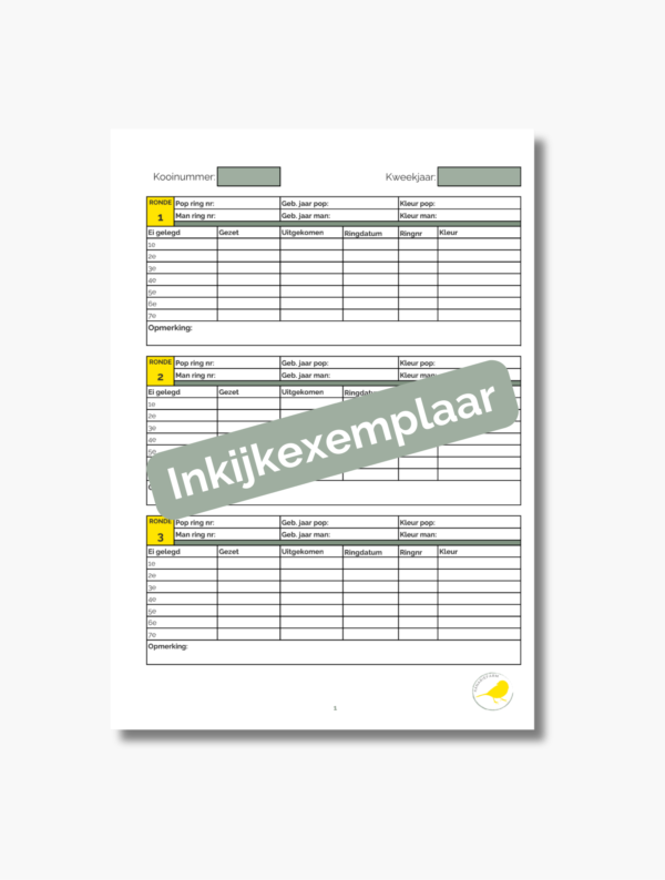 Kanariefarm Kweekboek voor Vogels - 24 Pagina's