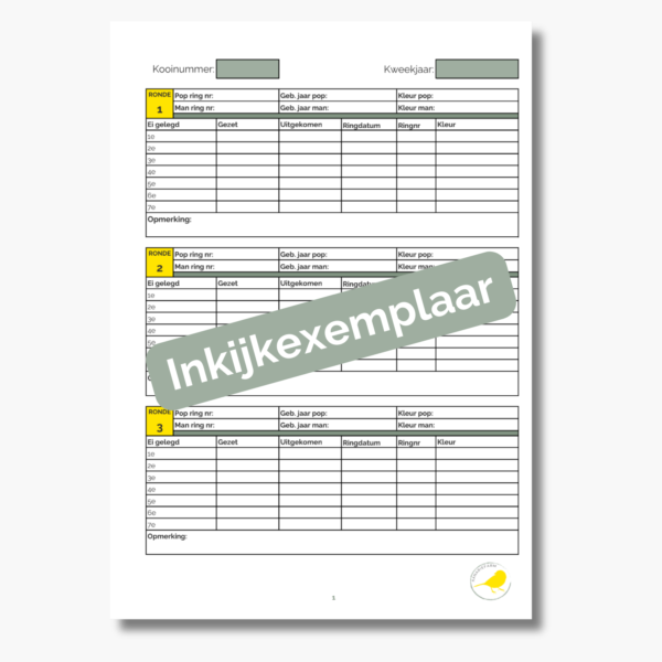 Kanariefarm Kweekboek voor Vogels - 48 Pagina's - Tweede afbeelding