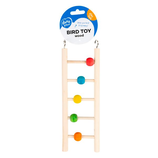 Houten Vogelladder met Kleurrijke Kralen 23 cm 5 Treden