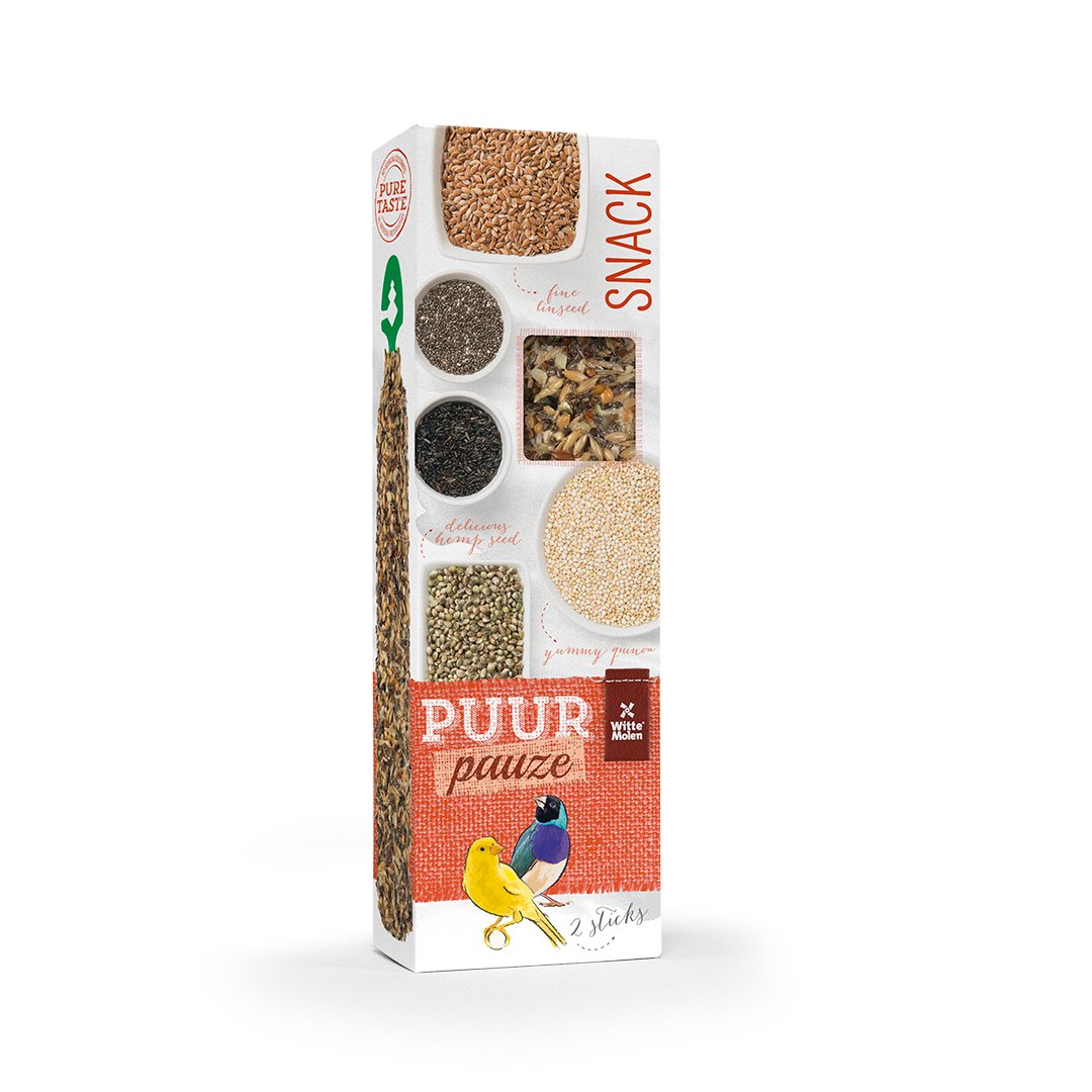 8326 PUUR Pauze Zaadsticks Kanarie en Tropen met Superzaden - 2 Sticks