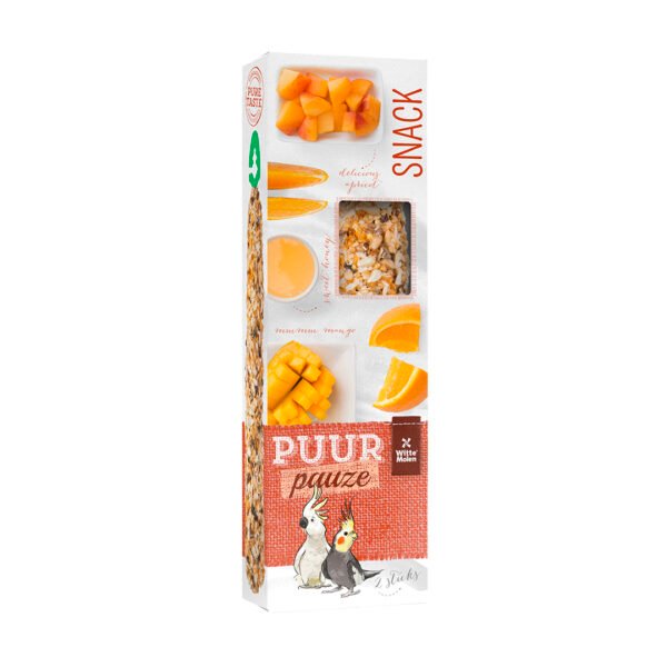 PUUR Pauze Zaadsticks Grote Parkiet en Kaketoe met Abrikoos en Mango - 2 Sticks